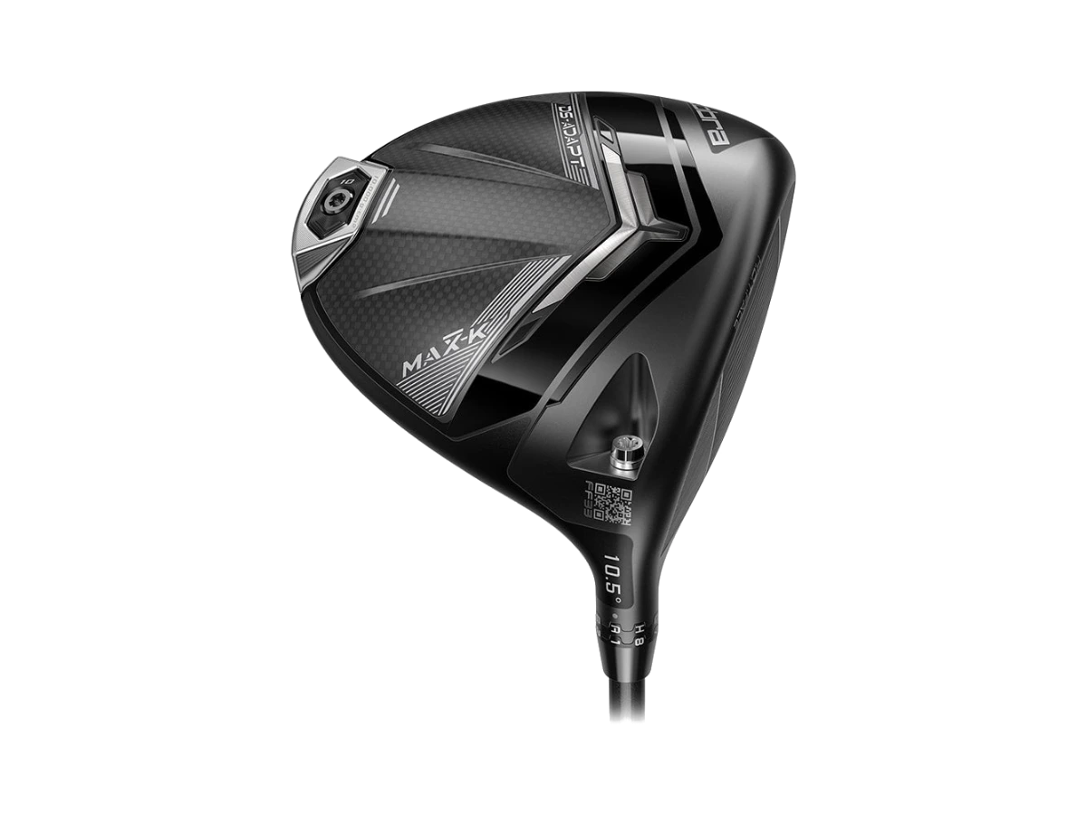 Cobra DS-ADAPT MAX-K driver, klubbhuvud sett underifrån med sulans modellmärkning