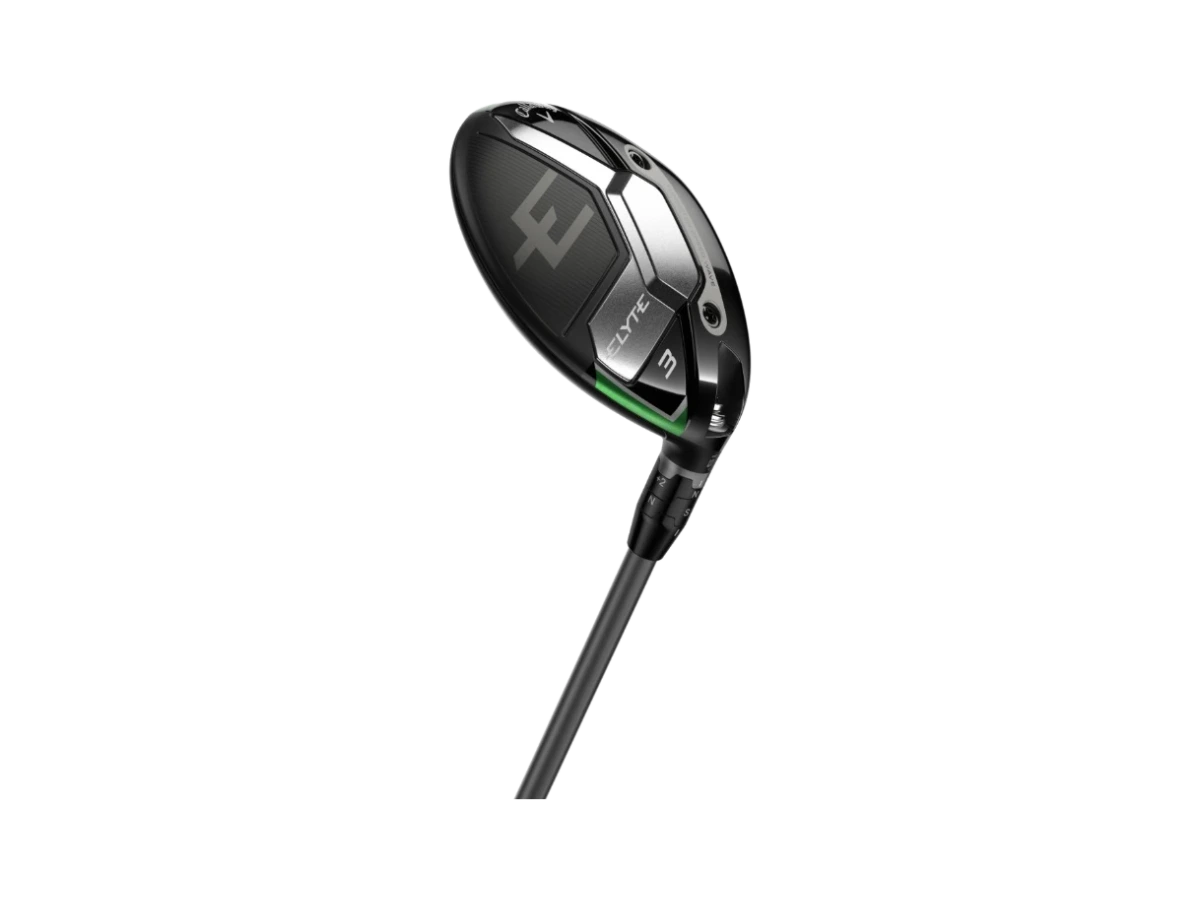 Callaway Elyte fairwaywood, klubbhuvud sett underifrån med sulans modellmärkning