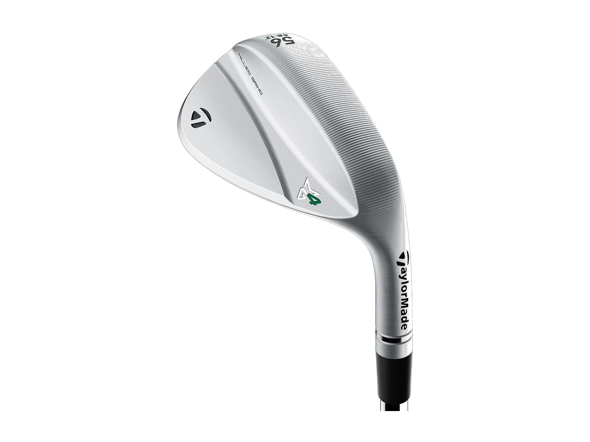 TaylorMade Milled Grind 4 wedge i krom, klubbhuvud sett från tån